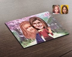 Kişiye Özel Kız Kardeşler Karikatürlü Ahşap Puzzle-6