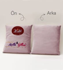 BK Gift Kişiye Özel Yılbaşı Tasarımlı Organizer Kumanda ve Atıştırmalık Cepli Pembe Kırlent Yastık, Yılbaşı Hediyesi- 1, Yeni Yıl Hediyeleri