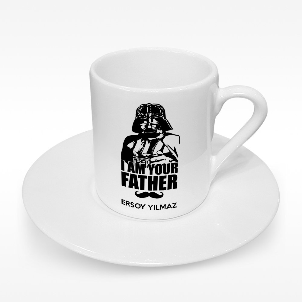 Kişiye Özel I Am Your Father Tasarımlı Türk Kahvesi Fincanı - 1