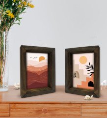 Bk Gift Dekoratif 2'li Doğal Masif Ahşap Çerçeve 15x20cm-23