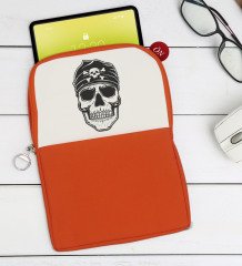 BK Gift Kurukafa Tasarımlı Taşınabilir Koruyucu Tablet Kılıfı & Organizer Çanta - Turuncu-2