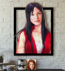 Kişiye Özel Kadın Soyut Karikatürlü 3D Ahşap Tablo-18