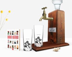 Kişiye Özel Renkli Baskılı İsimli İkili Rakı Bardağı Ahşap Rakı Standı ve Cep Kitabı Hediye Seti-124
