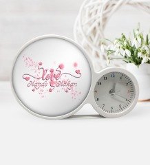 Kişiye Özel Sevgililer Günü Saatli Sihirli LED Ayna Çerçeve - 14