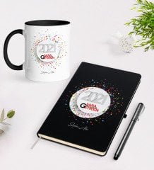 Kişiye Özel 2023 Sana Mutluluk Getirsin Temalı Siyah Defter Kalem Kupa Seti - 1