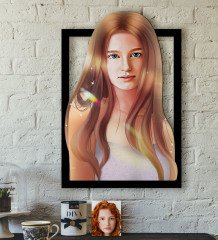 Kişiye Özel Kadın Soyut Karikatürlü 3D Ahşap Tablo-19