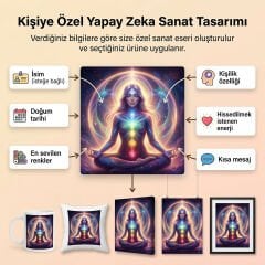 BK Gift Kişiye Özel AI Ruh Sanatı Tasarımlı Ahşap Çerçeveli Tablo 40x25 cm – Yapay Zeka Tasarımlı Dekoratif Duvar Tablosu