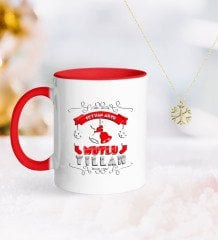 Kişiye Özel Yılbaşı Mutlu Yıllar Kırmızı Kupa ve Kar Tanesi Kolye-7