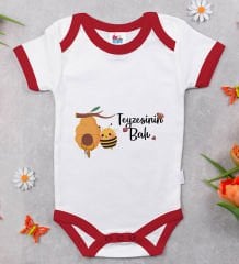 BK Kids Teyzesinin Balı Tasarımlı Kırmızı Bebek Body Zıbın-1
