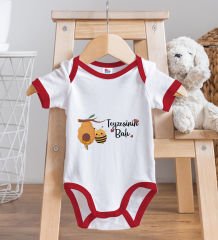BK Kids Teyzesinin Balı Tasarımlı Kırmızı Bebek Body Zıbın-1