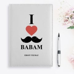 BK Gift Kişiye Özel Babamı Seviyorum Tasarımlı 2023 Beyaz Deri Ajanda - 1