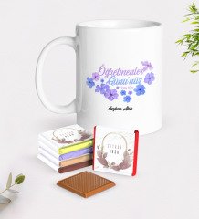 Kişiye Özel Öğretmenler Gününüz Kutlu Olsun Beyaz Kupa ve Çikolata Hediye Seti-3