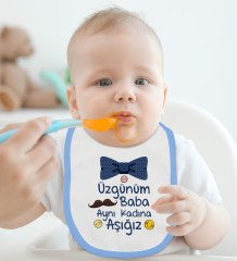 BK Kids Aynı Kadına Aşığız Tasarımlı Mavi Bebek Mama Önlüğü