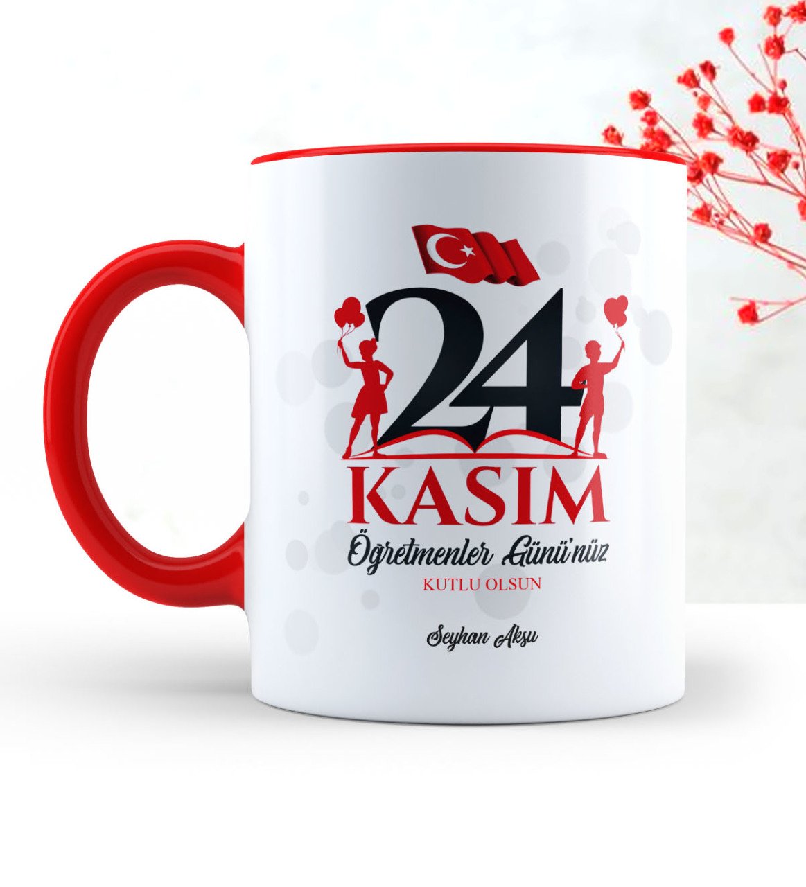 Kişiye Özel Öğretmenler Gününüz Kutlu Olsun Kırmızı Kupa Bardak - 2
