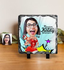 Kişiye Özel Bayan Karikatürlü Dekoratif Doğal Taş - 4