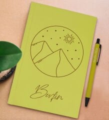 BK Gift Kişiye Özel İsimli Sarı Sert Kapaklı Defter ve Tükenmez Kalem Seti, Arkadaşa Hediye, Yeni İş Hediyesi, Doğum Günü Hediyesi-3