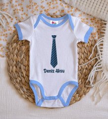 BK Kids Kişiye Özel Mavi Bebek Body Zıbın - Model 175