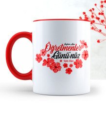 Kişiye Özel Öğretmenler Gününüz Kutlu Olsun Kırmızı Kupa Bardak - 3