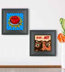 BK Gift Popart Tasarımlı 2’li Ahşap Çerçeveli Taş Duvar Dekoru-13