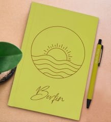 BK Gift Kişiye Özel İsimli Sarı Sert Kapaklı Defter ve Tükenmez Kalem Seti, Arkadaşa Hediye, Yeni İş Hediyesi, Doğum Günü Hediyesi-4