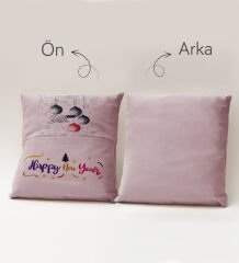 BK Gift Kişiye Özel Yılbaşı Tasarımlı Organizer Kumanda ve Atıştırmalık Cepli Pembe Kırlent Yastık, Yılbaşı Hediyesi- 6, Yeni Yıl Hediyeleri