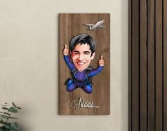 BK Gift Kişiye Özel Paraşüt Karikatürlü Kabartma Figürlü Ahşap Tablo-1 Arkadaşa Hediye, Sevgiliye Hediye, Duvar Dekoru