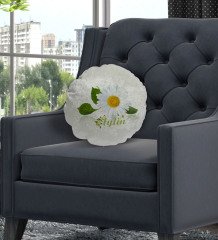 Kişiye Özel İsimli Papatya Temalı Yuvarlak Dekoratif Kırlent Yastık-4