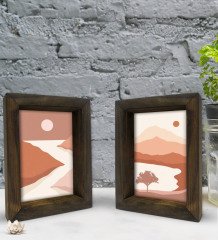 Bk Gift Dekoratif 2'li Doğal Masif Ahşap Çerçeve 15x20cm-29