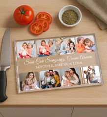 BK Gift Kişiye Özel Fotoğraflı Mesajlı Cam Kesme ve Sunum Tablası 20x30cm-1, Anneye Hediye, Sevgiliye Hediye, Eşe Hediye