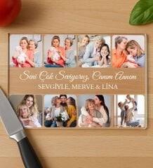 BK Gift Kişiye Özel Fotoğraflı Mesajlı Cam Kesme ve Sunum Tablası 20x30cm-1, Anneye Hediye, Sevgiliye Hediye, Eşe Hediye