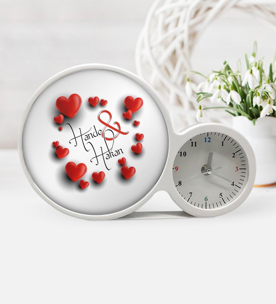 Kişiye Özel Sevgililer Günü Saatli Sihirli LED Ayna Çerçeve - 21