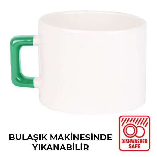 Sublimasyon Seramik Yeşil Kulplu Lüks Fincan - Kutulu