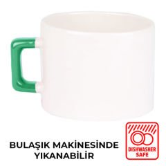 Sublimasyon Seramik Yeşil Kulplu Lüks Fincan - Kutulu
