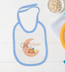 BK Kids Kişiye Özel İsimli Mavi Bebek Body Zıbın ve Mama Önlüğü Hediye Seti-8