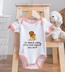 BK Kids Kişiye Özel Pembe Bebek Body Zıbın - Model 28