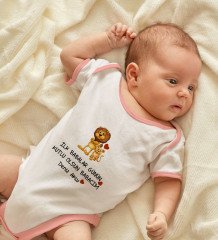 BK Kids Kişiye Özel Pembe Bebek Body Zıbın - Model 28