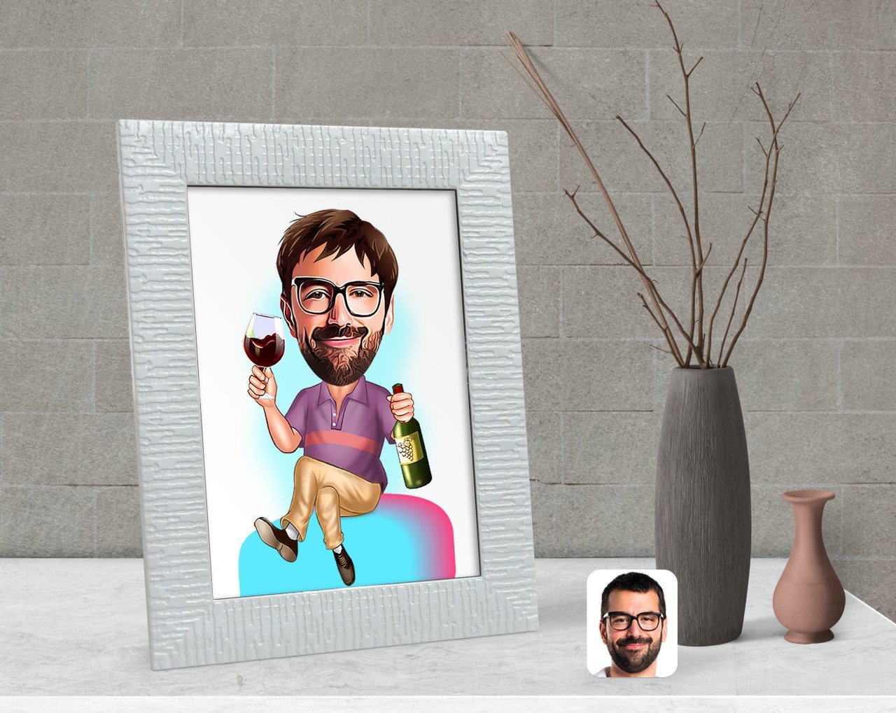 Kişiye Özel Erkek Karikatürlü Dekoratif Çerçeve-2