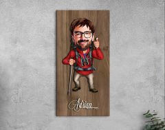 BK Gift Kişiye Özel Gezgin Karikatürlü Kabartma Figürlü Ahşap Tablo-1 Arkadaşa Hediye, Sevgiliye Hediye, Duvar Dekoru