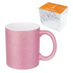 Sublimasyon Porselen Glitter (Simli) Pembe Kupa - Kutulu