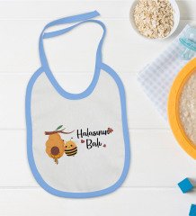 BK Kids Halasının Balı Tasarımlı Mavi Bebek Mama Önlüğü