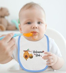 BK Kids Halasının Balı Tasarımlı Mavi Bebek Mama Önlüğü