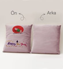 BK Gift Kişiye Özel Yılbaşı Tasarımlı Organizer Kumanda ve Atıştırmalık Cepli Pembe Kırlent Yastık, Yılbaşı Hediyesi- 10, Yeni Yıl Hediyeleri
