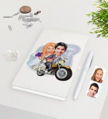 Kişiye Özel Sevgililer Günü Temalı Evleniyoruz Karikatürlü Beyaz Defter Kalem Seti-8
