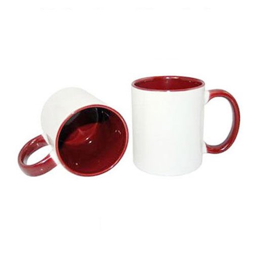 Sublimasyon Porselen Sapı ve İçi Bordo Kupa - Kutulu