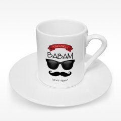 Kişiye Özel Yakışıklı Babam Tasarımlı Türk Kahvesi Fincanı - 2