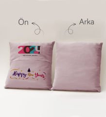 BK Gift Kişiye Özel Yılbaşı Tasarımlı Organizer Kumanda ve Atıştırmalık Cepli Pembe Kırlent Yastık, Yılbaşı Hediyesi- 11, Yeni Yıl Hediyeleri