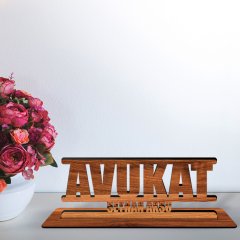 Kişiye Özel Mesleki Avukat Ahşap Masa İsimliği  - A1