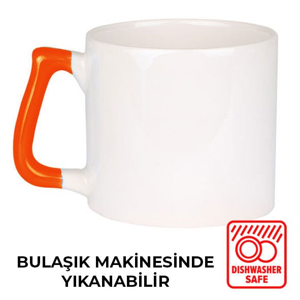 Sublimasyon Turuncu Kulplu Seramik Gala Kupa - Kutulu