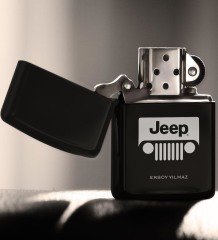Kişiye Özel Jeep Benzinli Siyah Metal Çakmak
