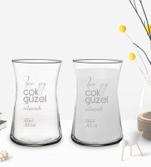 Kişiye Özel Her Şey Çok Güzel Olacak Tasarımlı 2’li Heybeli Çay Bardağı Rakı Kadehi-1